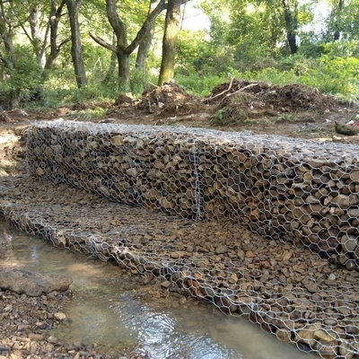 2x1x1m Hexagonal Woven Steel Gabion Basket With Zn-10%AL Tensile Strength 350-550N/mm2