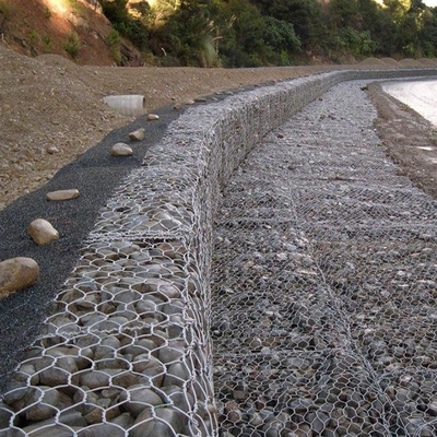 High Tensile Strength 3.4mm Galvanized Gabion Hexagonal Mesh For River Bank Protection